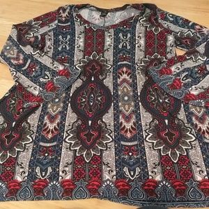 Flare bottom tunic with bell sleeves